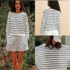 Jenni Kayne White Sweater with Black Stripes